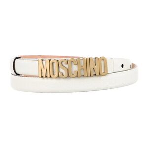 💯 Authentic Moschino Skinny Leather Belt White Gold